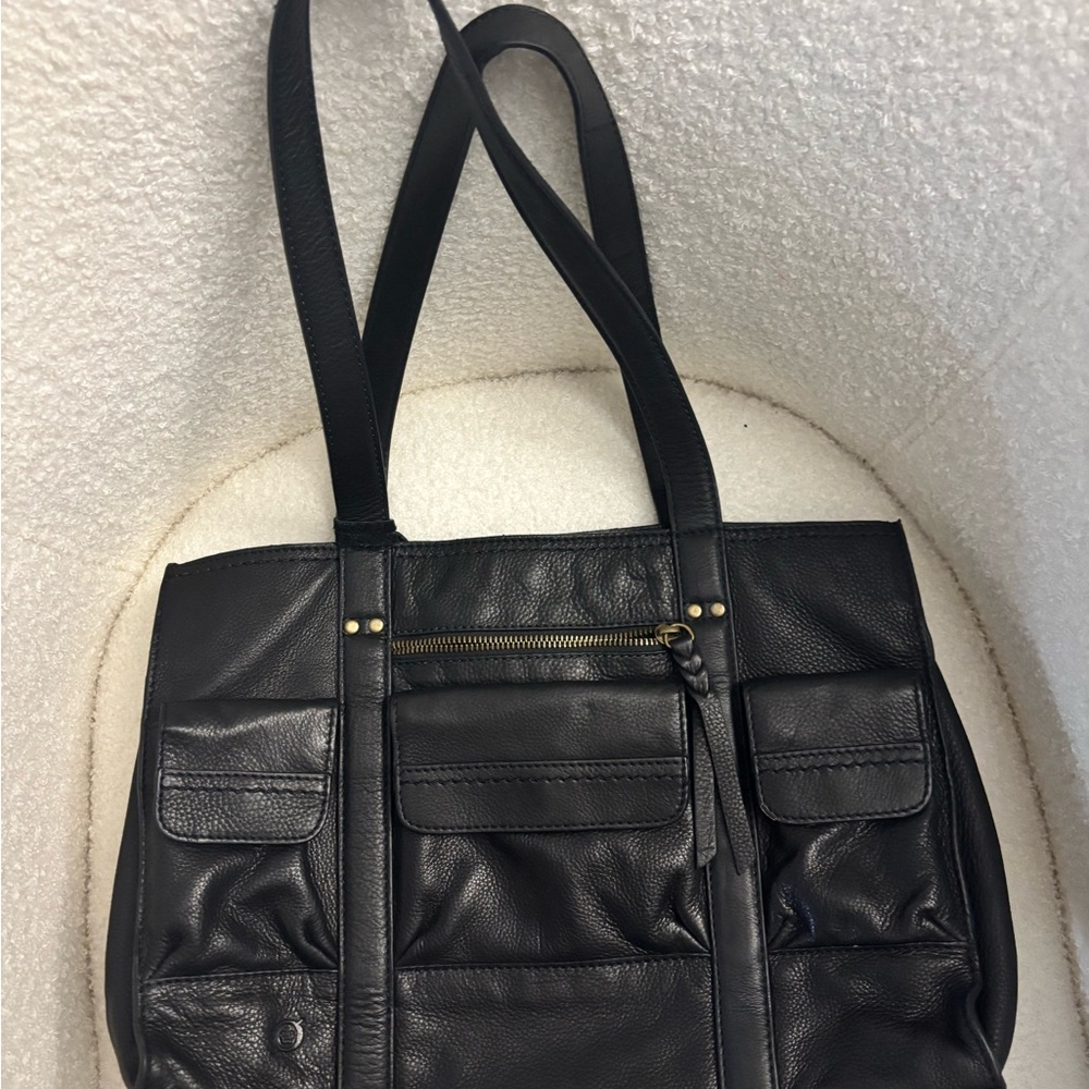 Born Black Leather Tote Bag